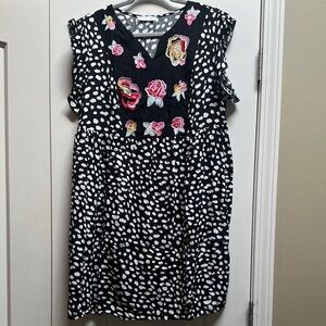 Floral Black and White Dress